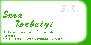 sara korbelyi business card